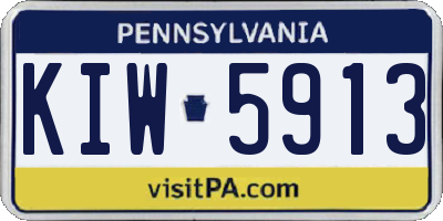 PA license plate KIW5913