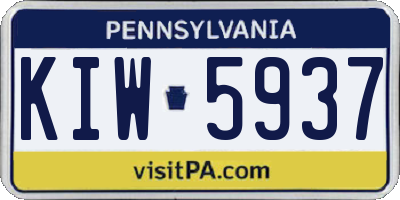 PA license plate KIW5937