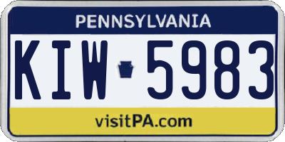 PA license plate KIW5983