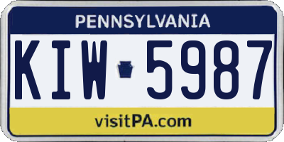 PA license plate KIW5987
