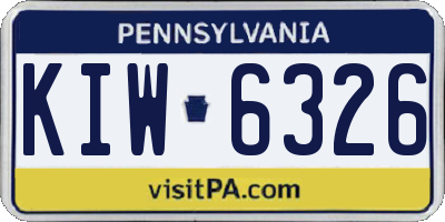 PA license plate KIW6326