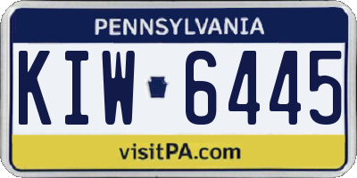PA license plate KIW6445