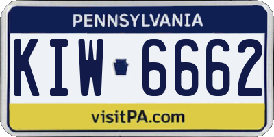 PA license plate KIW6662