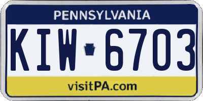 PA license plate KIW6703