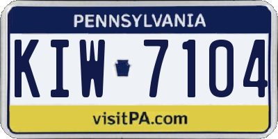PA license plate KIW7104