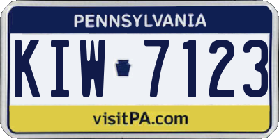 PA license plate KIW7123