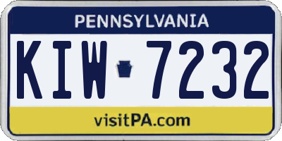 PA license plate KIW7232