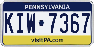 PA license plate KIW7367