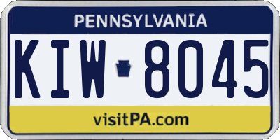 PA license plate KIW8045
