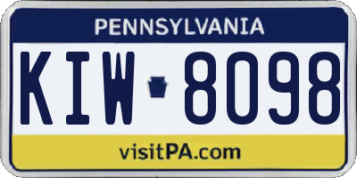PA license plate KIW8098