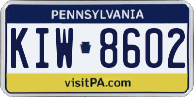PA license plate KIW8602