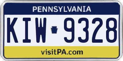 PA license plate KIW9328