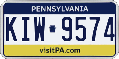 PA license plate KIW9574