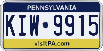 PA license plate KIW9915