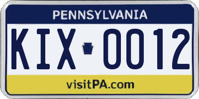 PA license plate KIX0012