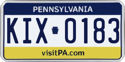 PA license plate KIX0183