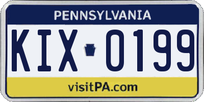 PA license plate KIX0199
