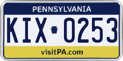 PA license plate KIX0253