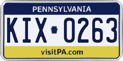 PA license plate KIX0263