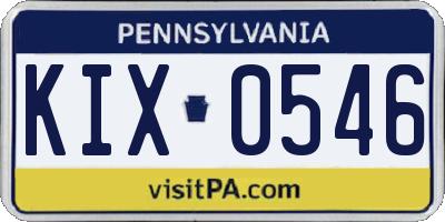 PA license plate KIX0546