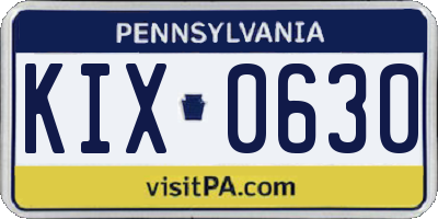 PA license plate KIX0630