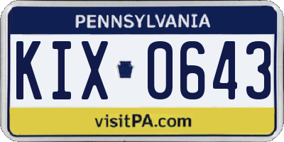 PA license plate KIX0643