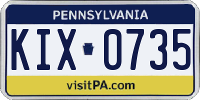 PA license plate KIX0735