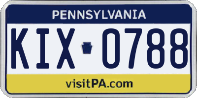 PA license plate KIX0788
