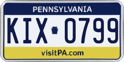PA license plate KIX0799