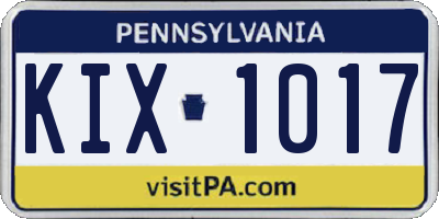 PA license plate KIX1017