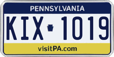 PA license plate KIX1019