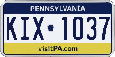 PA license plate KIX1037