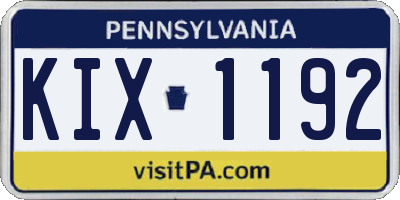 PA license plate KIX1192