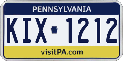 PA license plate KIX1212