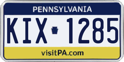 PA license plate KIX1285