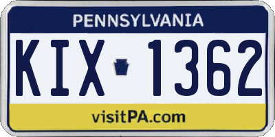 PA license plate KIX1362