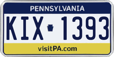 PA license plate KIX1393