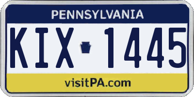 PA license plate KIX1445