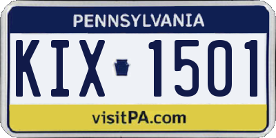 PA license plate KIX1501
