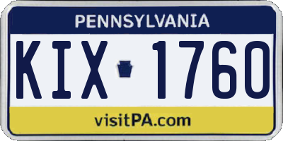 PA license plate KIX1760