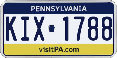 PA license plate KIX1788