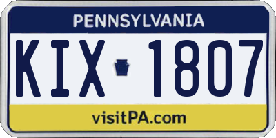 PA license plate KIX1807