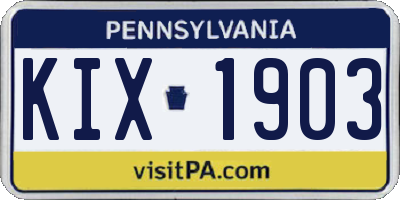 PA license plate KIX1903