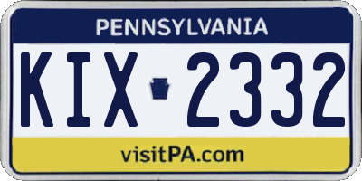PA license plate KIX2332