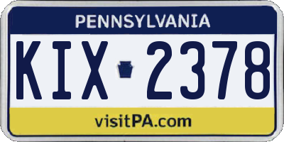 PA license plate KIX2378