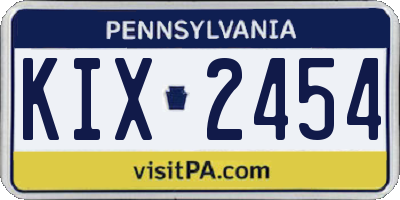 PA license plate KIX2454