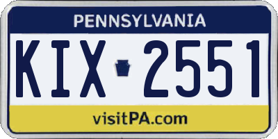 PA license plate KIX2551