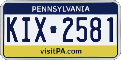 PA license plate KIX2581
