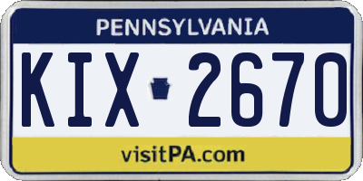 PA license plate KIX2670