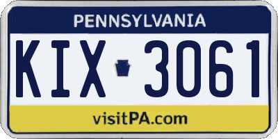 PA license plate KIX3061